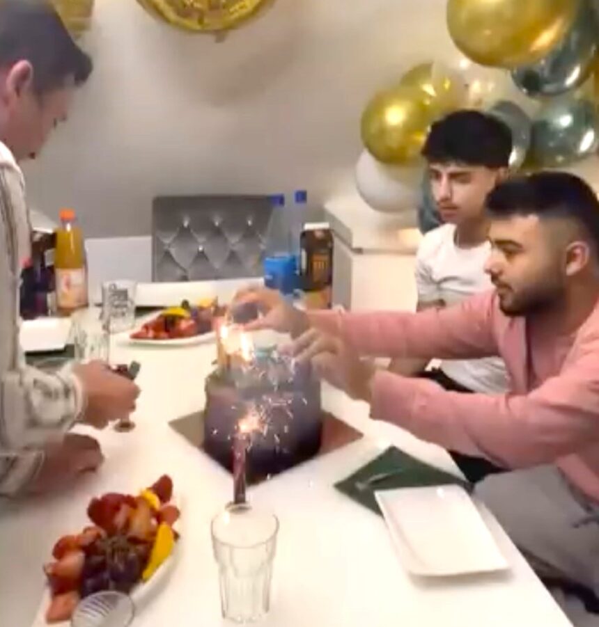 A birthday party in Germany descended into chaos when fireworks exploded indoors, sending guests screaming and one man hiding under a table in a viral viral clip.