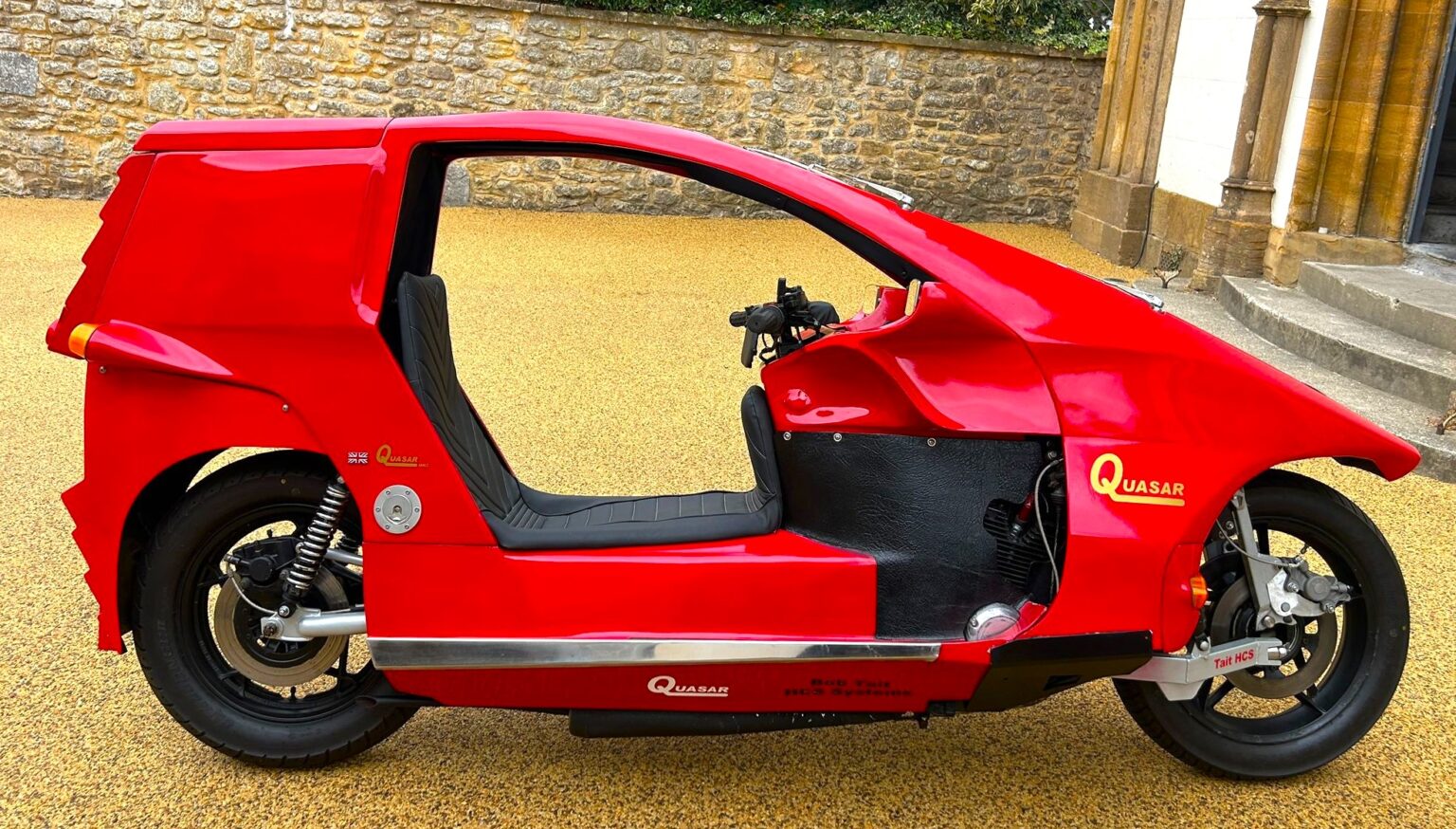 The rare Quasar motorbike car hybrid from 1980, one of just 21 built with a Suzuki GS 850 engine, heads to auction with estimates of £6,000 to £7,000 for collectors.