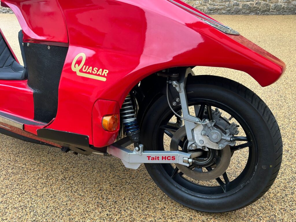 The rare Quasar motorbike car hybrid from 1980, one of just 21 built with a Suzuki GS 850 engine, heads to auction with estimates of £6,000 to £7,000 for collectors.
