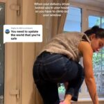 A woman was left trapped in her home after a courier wedged a large Amazon parcel under her front door handle, forcing her to climb out a window to escape the bizarre blunder.