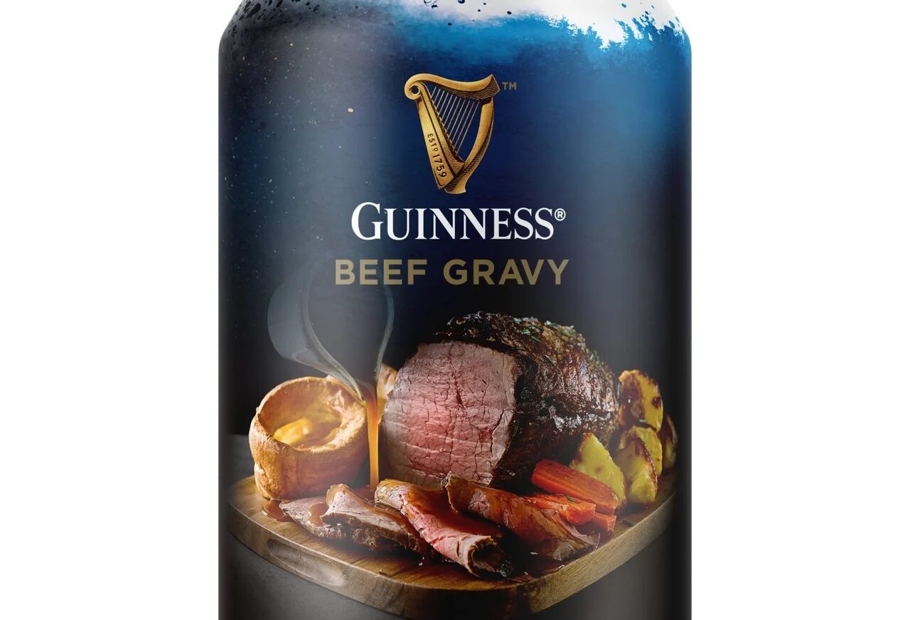 Guinness flavoured gravy in beef and chicken hits shelves at £2.50 a can with recyclable beer style packaging and a boozy twist that requires shoppers to show ID.