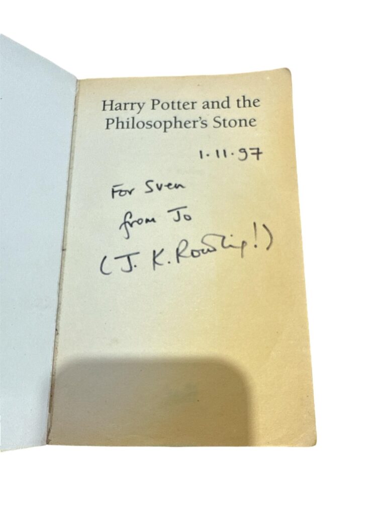 A rare set of Harry Potter books signed by JK Rowling and gifted to a babysitter are going up for auction in London with bids expected to reach up to £20,000.