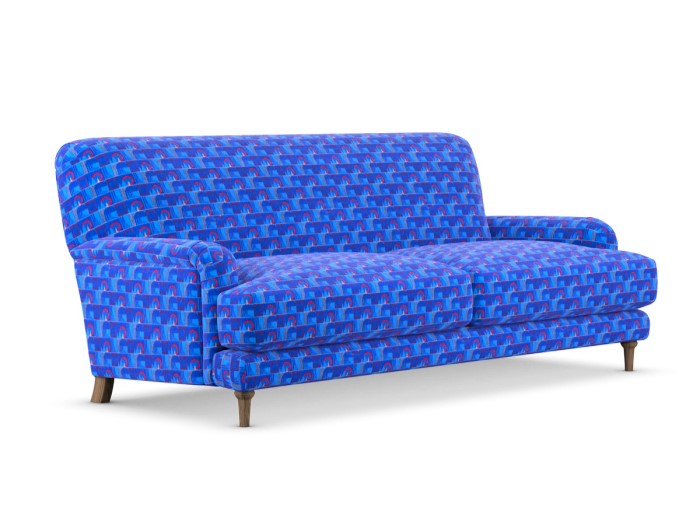 London Transport Museum is selling tube inspired furniture upholstered in iconic moquette fabrics with prices from £500 ottomans to a £3,200 Farringdon three seat sofa.
