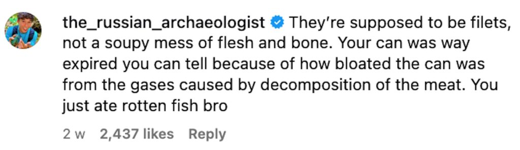 James Ellingsworth tackles Surströmming in his jerky challenge, calling it the most disgusting food he’s ever eaten after gagging, vomiting and multiple showers to recover.
