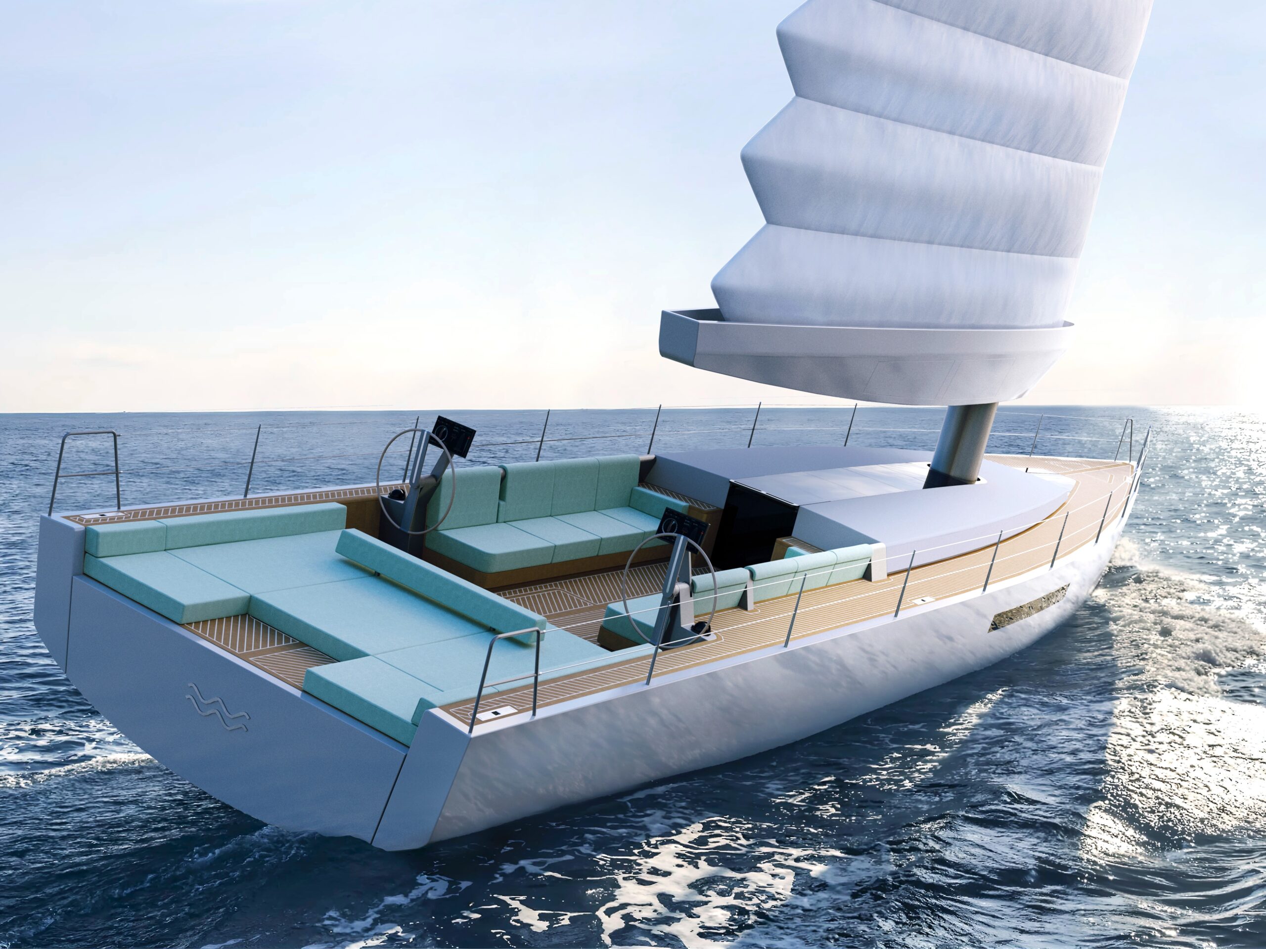Michelin unveils AQUA, a 60-foot eco-friendly yacht with a retractable inflatable wingsail that cuts fuel use, blending luxury design with sustainable innovation.