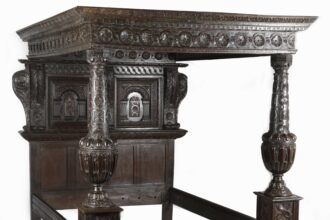 A rare Elizabethan four poster bed dating back 445 years to around 1580 and once housed at Godolphin House is set for auction with an estimate of up to £30,000.