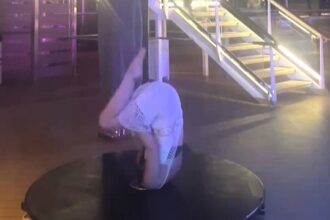 Circus performer Marylee Whitlock, 28, stunned cruise guests after slipping from a pole stunt and crashing to the floor – but escaped serious injury thanks to her training.