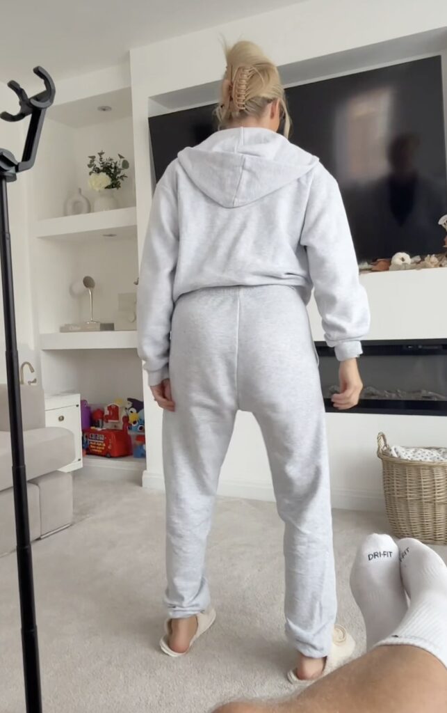 Rapper Sophie Aspin slams Kim Kardashian’s £94 SKIMS joggers saying they give her a granny bottom as fans joke the baggy fit is made for people with BBLs.