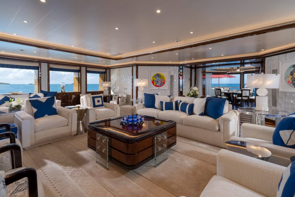 The 82m Oceanco Alfa Nero megayacht returns to market for £76.3m after a lavish refit, boasting an infinity pool, glass lift, spa suites, cinema and luxury water toys.