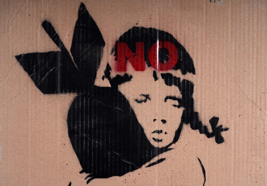 Two rare Banksy protest placards from the 2003 anti Iraq War march featuring Happy Choppers and Bomb Hugger could fetch over £10000 at auction in Newcastle.