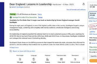 Sir Gareth Southgate has been mocked for charging up to £86 for book tour events promoting Dear England despite fans pointing out the £25 book is already half price online.