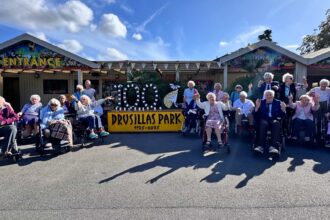 Drusillas Park marks 100th birthday with 20 centenarians whose combined ages top 2,000 years - guests relive memories, meet lemurs and enjoy nostalgic cream teas in Sussex.