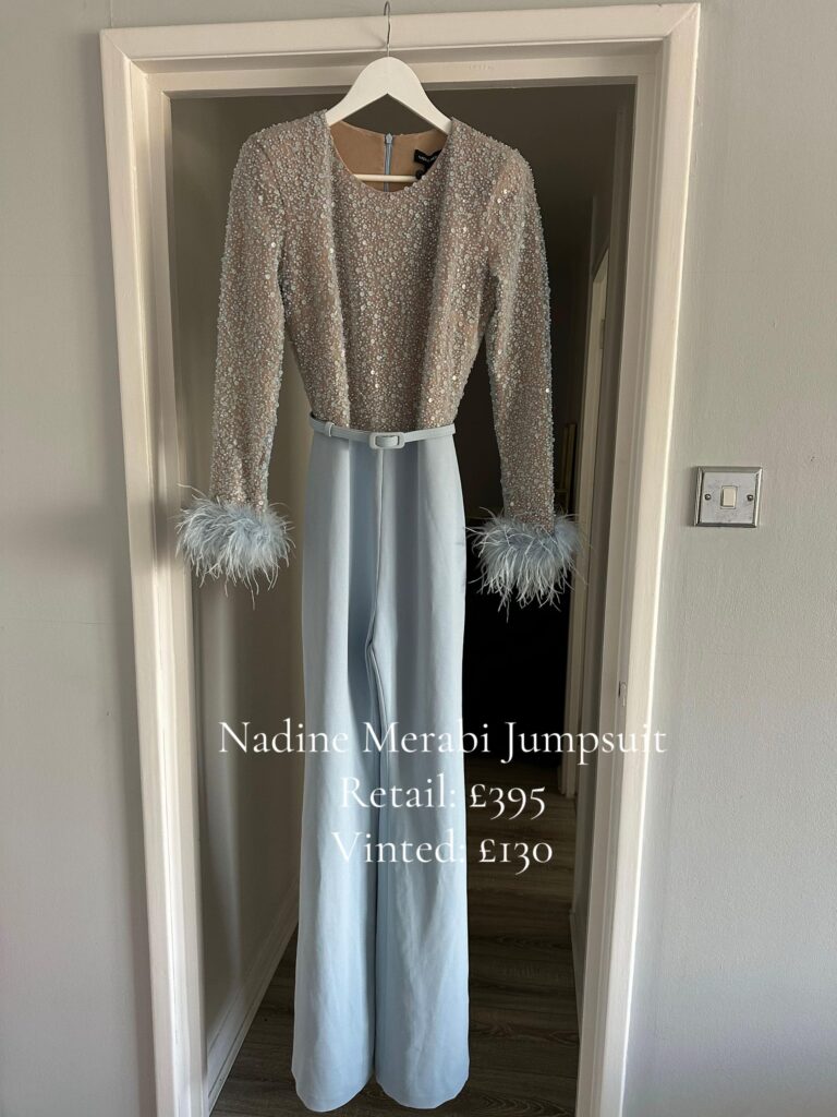 Thrifty bride saves thousands on her dream double wedding by shopping second hand on Vinted - from Jimmy Choo heels to a Tom Ford tux - proving style can be sustainable.