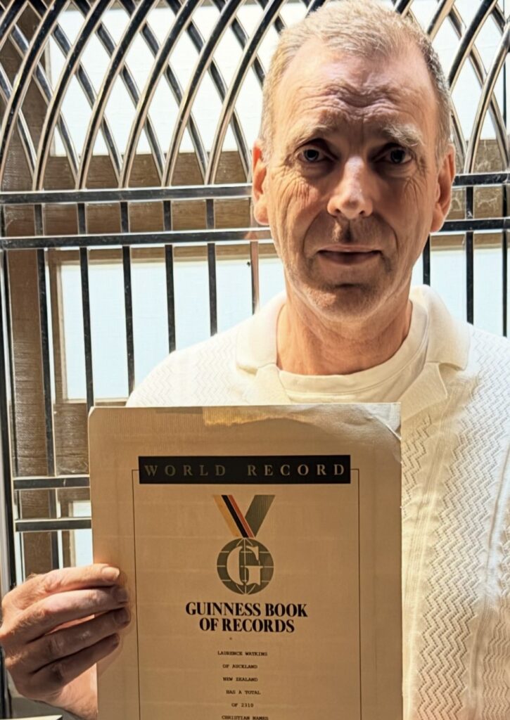 Laurence Watkins, a 60-year-old from Sydney, legally changed his name to include 2,310 names, earning the world record for longest name – it takes 20 minutes to read aloud.
