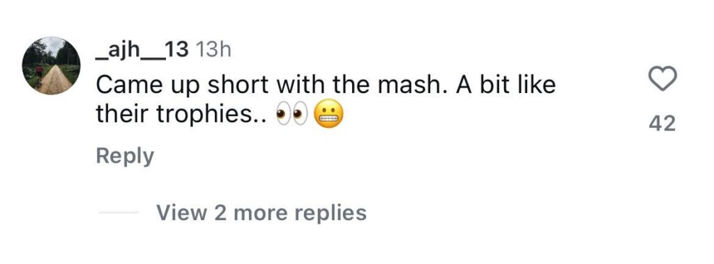 Social media comment on the post of Arsenal fans slam £11.35 bangers and mash at the Emirates for its tiny blob of potato and huge price tag - calling the Premier League leaders’ matchday food “scran-dalous”.