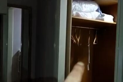 Railway engineer Andy Maddox claims he captured a ghost on camera opening and shutting his hotel drawer before hurling an iron to the floor in Kent leaving him terrified and sleepless.
