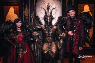 Couples can now marry before a giant demon at The Satanic Temple in Salem with weddings led by a minister of Satan and vows exchanged in front of the horned idol Baphomet.