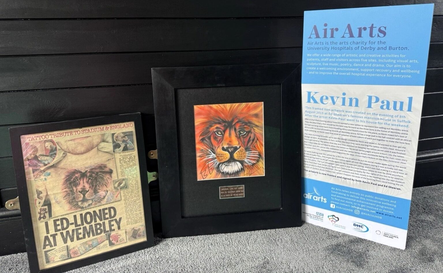 Ed Sheeran’s tattoo artist Kevin Paul is auctioning the original lion artwork that inspired the singer’s famous chest tattoo on eBay for over £1,000 to fund prisoner art and book projects.