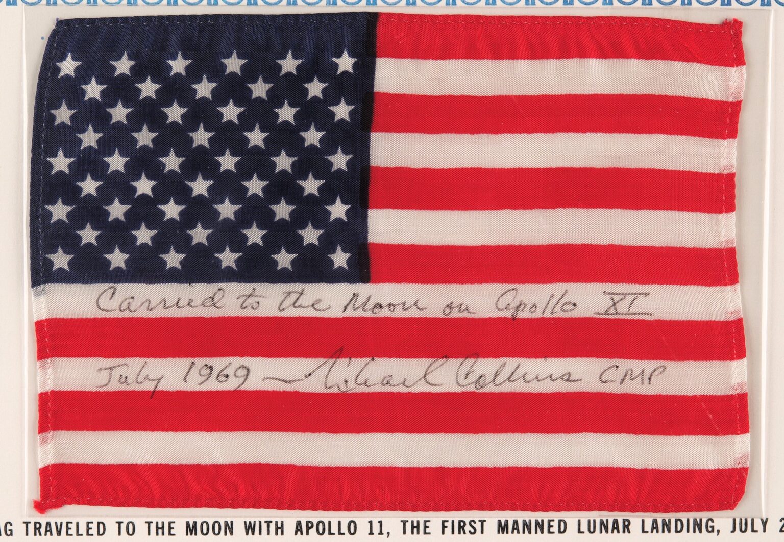 A US flag flown to the Moon on Apollo 11 is up for auction with astronaut memorabilia - including a Lunar Bible and meteorite fragments - in RR Auction’s space sale.