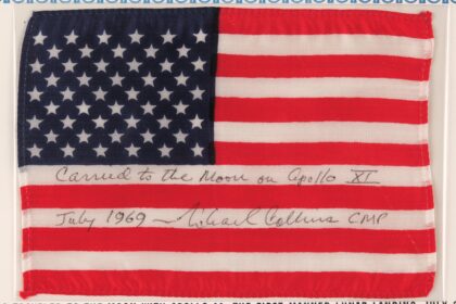 A US flag flown to the Moon on Apollo 11 is up for auction with astronaut memorabilia - including a Lunar Bible and meteorite fragments - in RR Auction’s space sale.