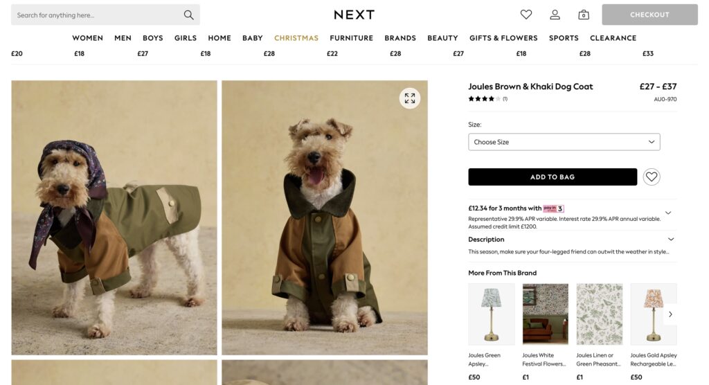 A Joules advert showing a dog in a £37 coat and floral headscarf has left shoppers amused and confused, sparking debate online over whether it’s stylish or just silly.