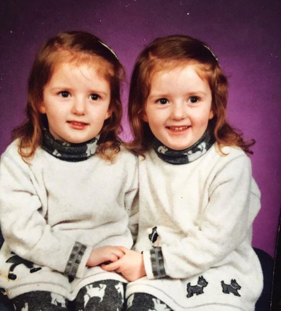 Identical twins Faye Shore and Alex Melia, both 30, are set to give birth at the same time after discovering they were pregnant just a day apart, calling it a miracle coincidence.