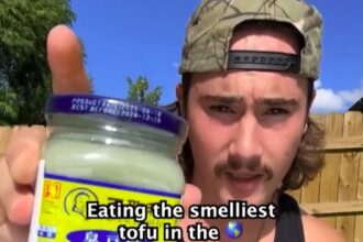 Influencer James Patrick Ellingworth nearly vomited after eating the world’s stinkiest tofu, calling it the “worst thing ever,” even worse than the infamous Surströmming fish.