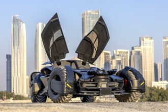 A custom Mercedes-Benz CL 55 AMG turned Batmobile with 600 horsepower and Gotham flair is up for grabs in Dubai for £18,000 after costing £217,000 to build.