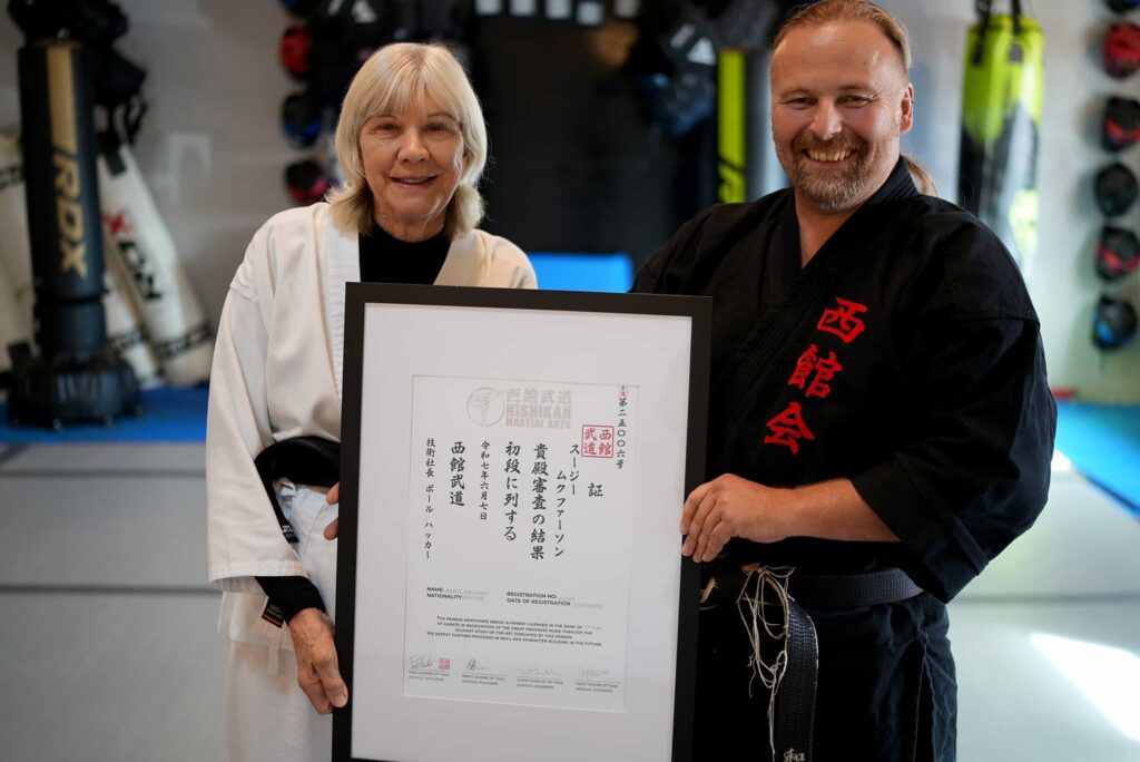 Two women, both aged 79, have earned their black belts in karate after just five years of training. Beryl Bellamy and Susie McPherson from Somerset passed a gruelling six-hour grading at Nishikan Martial Arts in Wincanton.