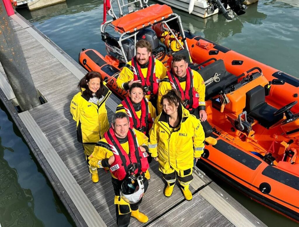 Gavin and Stacey star Ruth Jones delighted RNLI volunteers with a surprise visit to Porthcawl lifeboat station posing for photos and giving crews a proper tidy morale boost.