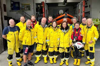 Gavin and Stacey star Ruth Jones delighted RNLI volunteers with a surprise visit to Porthcawl lifeboat station posing for photos and giving crews a proper tidy morale boost.