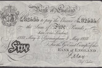 A rare 133-year-old Bank of England £5 note from 1892 is going up for sale at £25,000, making it one of the rarest Birmingham notes and a collector’s dream find.