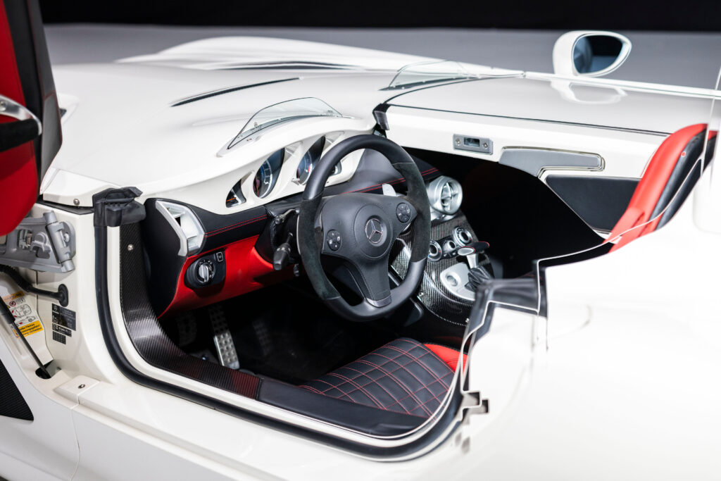 A rare 2010 Mercedes-Benz SLR McLaren Stirling Moss edition, one of just 75 made and driven only 37 miles, is up for sale at £3.5 million through RM Sotheby’s.