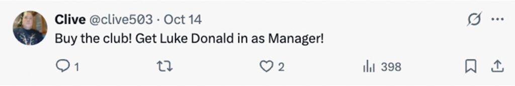 Social media comment on the post of Ryder Cup legend Justin Rose has hinted at buying his beloved Aldershot Town and wants Luke Donald as manager after Tommy Widdrington’s sudden resignation from the club.