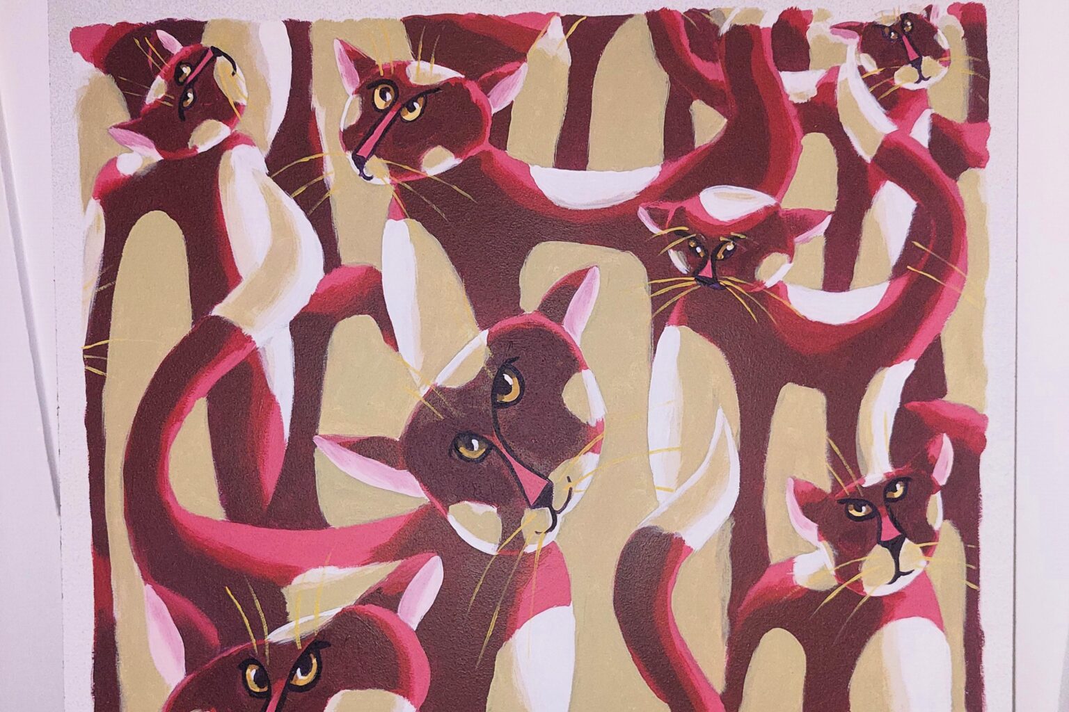 Bargain hunter buys £20 charity shop painting worth up to £450 - Dorset man stunned after discovering his cat artwork is an original by artist Lee Woods.