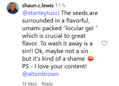 Social media comment on the post of Stanley Tucci sparked outrage after washing tomato seeds and adding canned tomatoes to his homemade sauce, leaving fans divided over his surprising Italian cooking method.