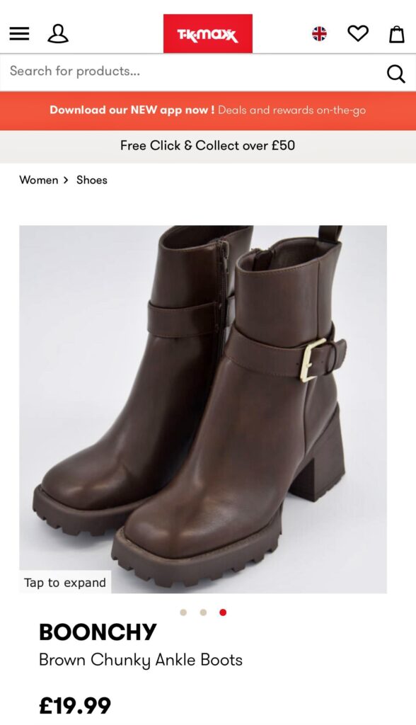 Shopper Gem Pesce was stunned after discovering her £19.99 TK Maxx boots were actually from Primark, with a hidden logo revealed under a fake Boonchy label after one wear.