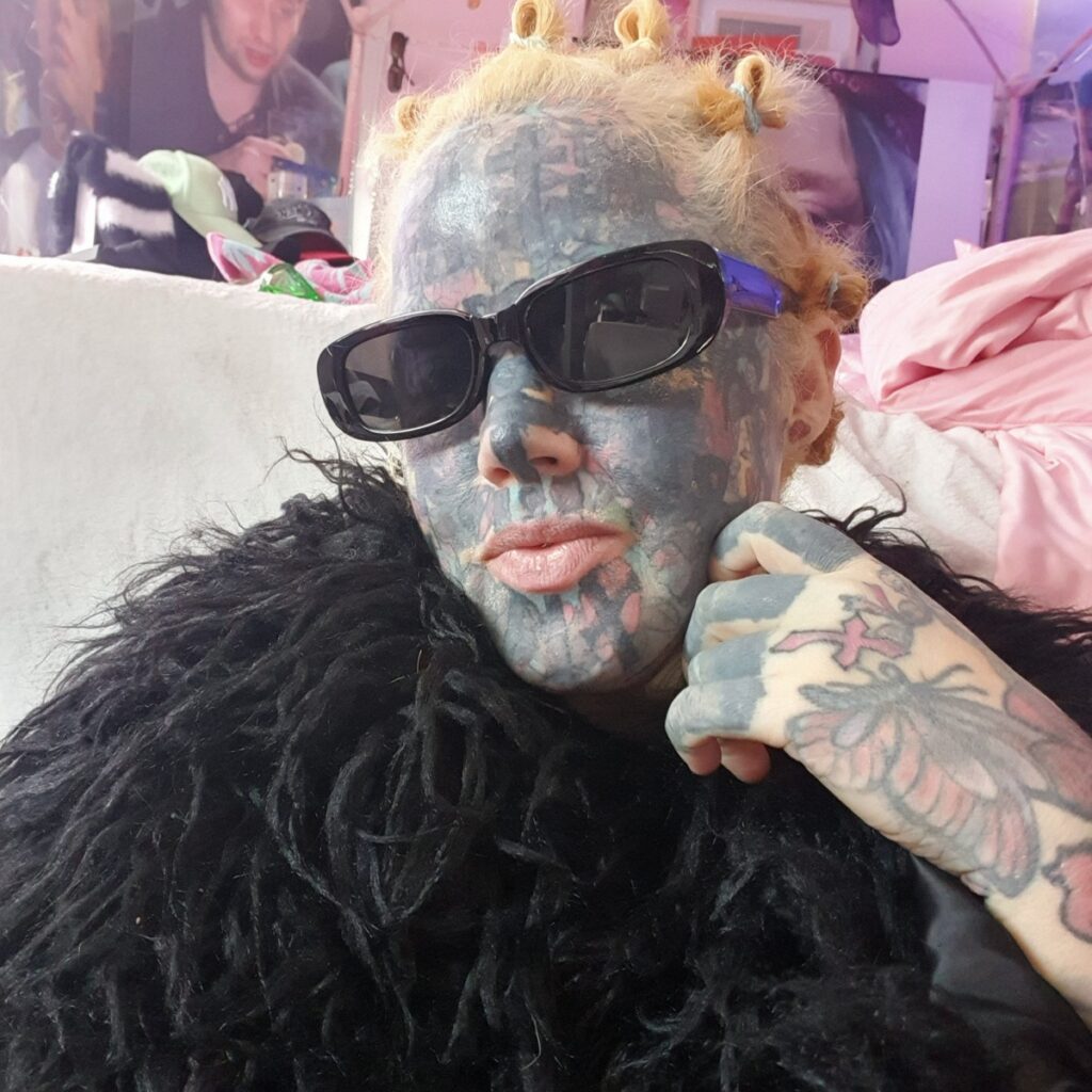 A mum with over 800 tattoos says Halloween is the only night she feels free as people already find her terrifying and she doesn’t need a costume to take her kids trick or treating.