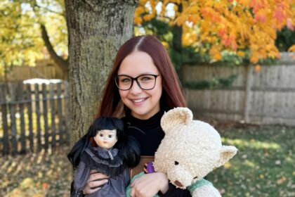 A woman who owns over 50 haunted dolls says Halloween brings chaos to her home as the spirits become more active with dolls moving, flashing lights and eerie late night noises.