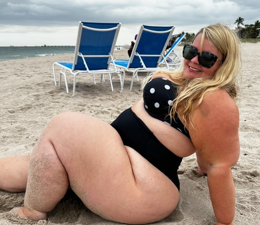 Plus size influencer Carly known as Cocacarly says parents hide their kids when she wears a bikini and admits to snapping chairs but insists she won’t shrink to please others.