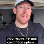 A 7ft 1in man who struggles to fit on planes was stunned when a kind passenger gave up her seat - easing his travel stress and earning praise from millions online.