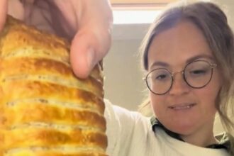 American expat Stacey Gaw tries Greggs for the first time but sparks backlash for heating the food and serving it on a plate as she reviews sausage rolls melts and festive favourites while adapting to UK culture.