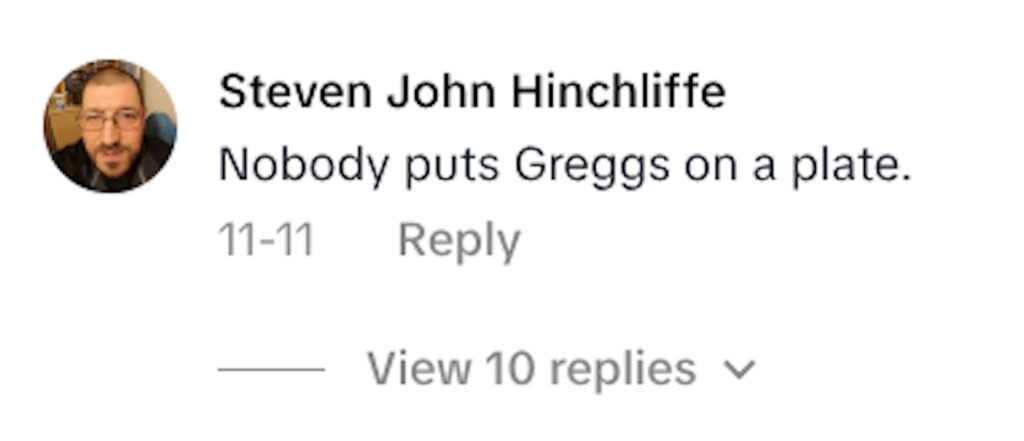 Social media comment on the post of American expat Stacey Gaw tries Greggs for the first time but sparks backlash for heating the food and serving it on a plate as she reviews sausage rolls melts and festive favourites while adapting to UK culture.