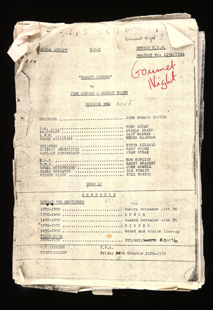 Nine original Fawlty Towers scripts owned by Andrew Sachs sold for 8905 pounds at auction as his family parts with the cherished memorabilia to ensure they are treasured.