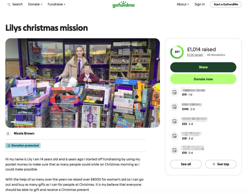 Teen Lily Simpson-Brown donates £8,000 of gifts to Women’s Aid using her pocket money and two jobs, spreading Christmas joy and inspiring kindness across Scotland.
