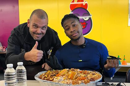 A Rotherham cafe launches a 15000 calorie jacket potato challenge with ten fully loaded spuds but every contender has failed making the colossal feast seem impossible to finish.