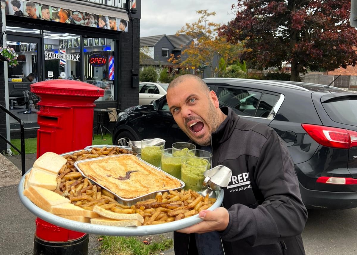 Café launches 11,000-calorie pie challenge with giant portions of pie, chips, peas, bread, and gravy. Twelve have tried and failed to finish the mammoth northern feast.