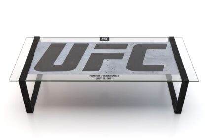 Two £4,250 coffee tables made from UFC event canvases let collectors own rare pieces of fight history featuring the only logo marked sections from UFC 300 and UFC 264 in premium furniture form.