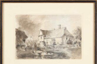 A rare 1827 John Constable drawing from his Flatford sketchbook has sold for £71,740 after a bidding war, marking a major sale of a work kept in private hands for nearly 200 years.