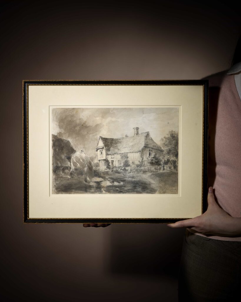 A rare 1827 John Constable drawing from his Flatford sketchbook has sold for £71,740 after a bidding war, marking a major sale of a work kept in private hands for nearly 200 years.